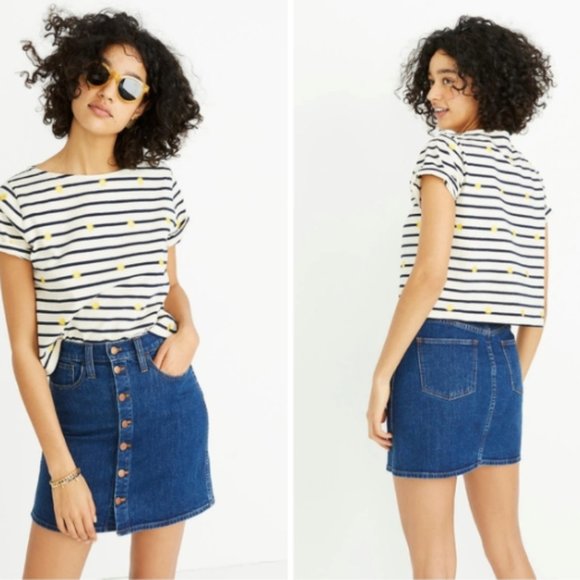 NWT Madewell Button Front Denim Mini Skirt | Size 12 - Picture 1 of 7